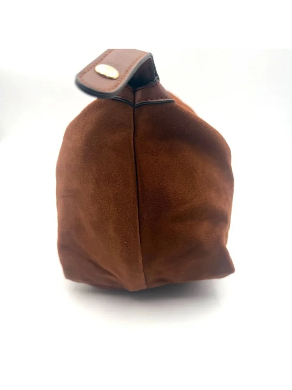 Sondra Roberts Squared Brown Slouch Hobo Shoulder Bag Faux Suede Zip Purse